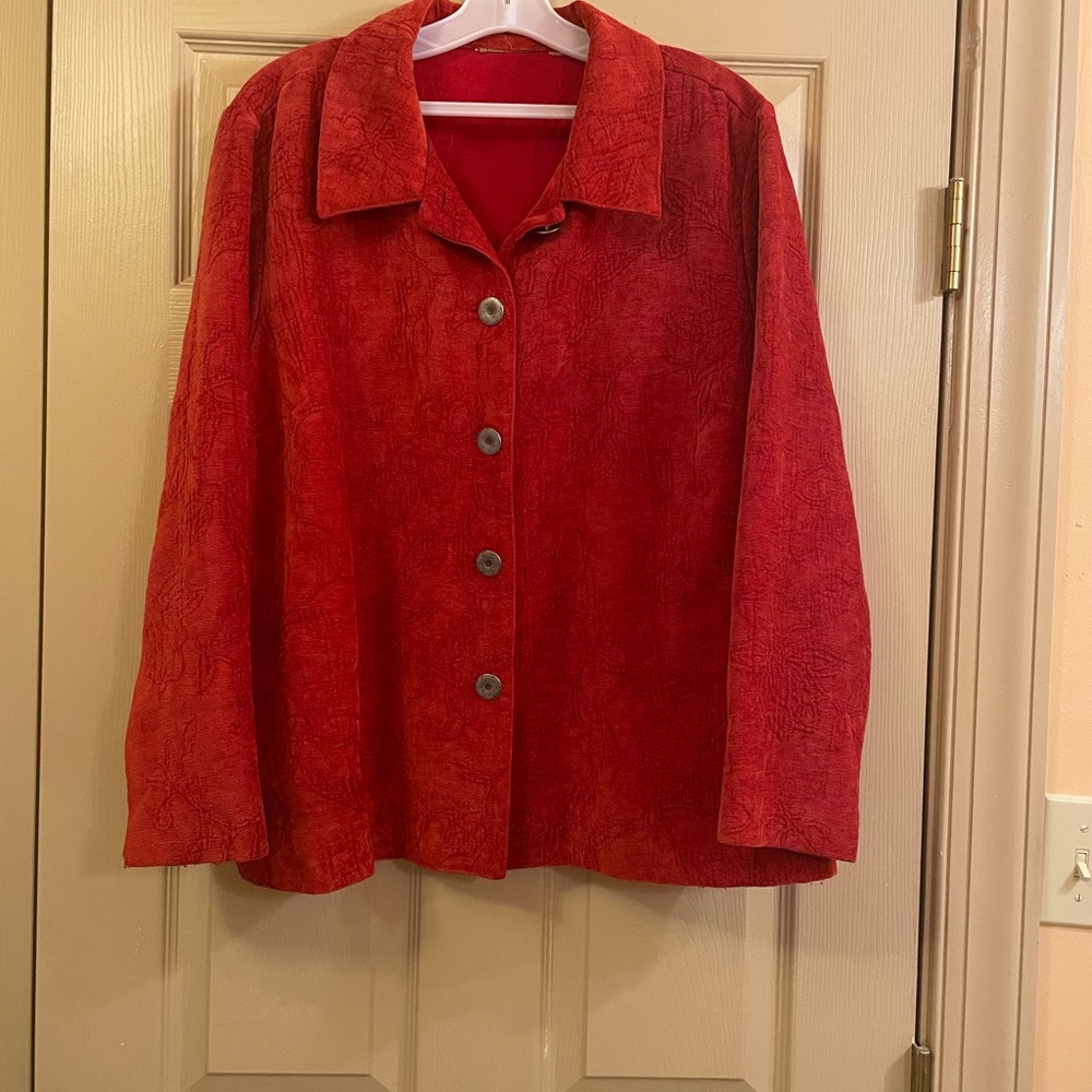 Vibrant Red Button-Up Jacket‎